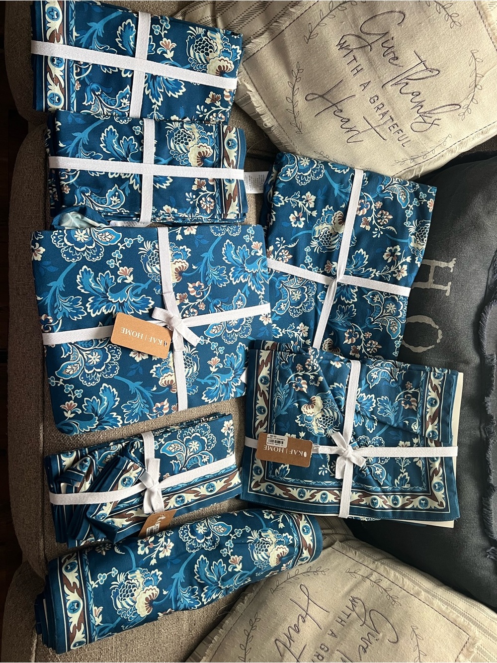 Blue Floral Table Linens Set - Coordinated Place Settings